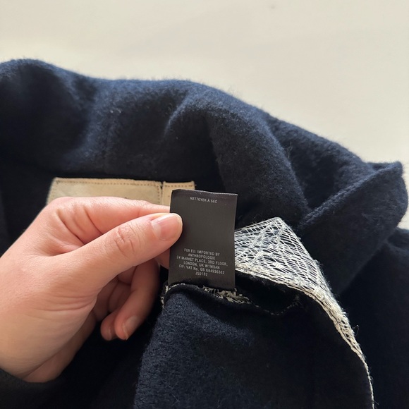 Anthropologie Angel of the North Woman M Soft Lightweight Wool Coat Navy Blue - Picture 9 of 9